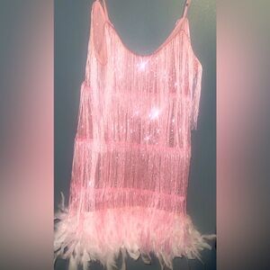 feather mini dress